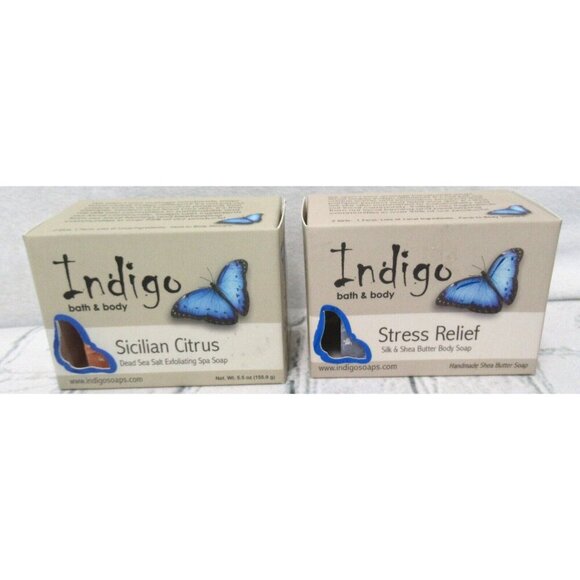 Indigo Bath & Body Specialty Artisan Soap Stress Relief & Sicilian Citrus NOS - Picture 1 of 3